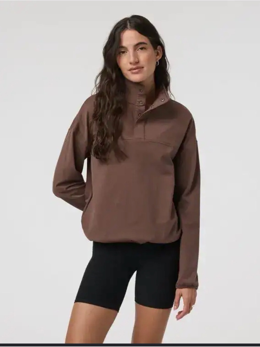 Vuori Granite Snap Mock Pullover Brown Small